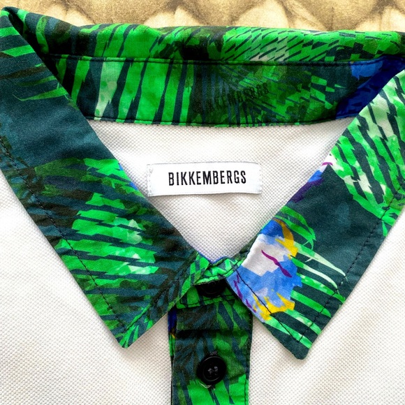 White Bikkembergs polo shirt with contrasting collar and sleeve hems - Picture 4 of 5